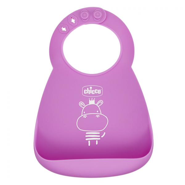 Chicco Pink Silicone Bib 6M+