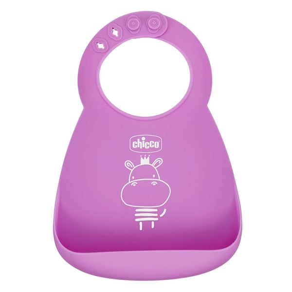 Chicco Soft Pink Silicone Bib 6M+