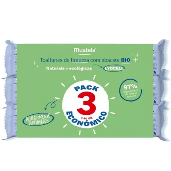 Mustela Baby Lyocell Bio Cleaning Wipes X60 X3