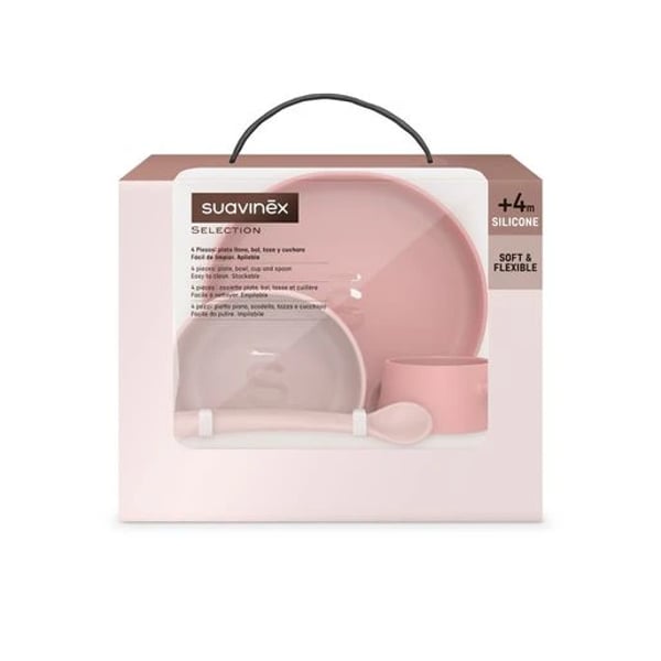 Suavinex Silicone Dishware Soft & Flex Pink 4M+