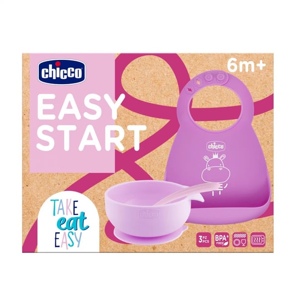 Chicco Easy Start - Pink Silicone Porridge Set 6M+