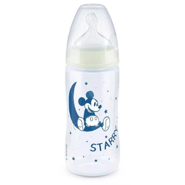 Nuk First Choice+ Mickey Night Silicone Bottle 6-18M 300ml