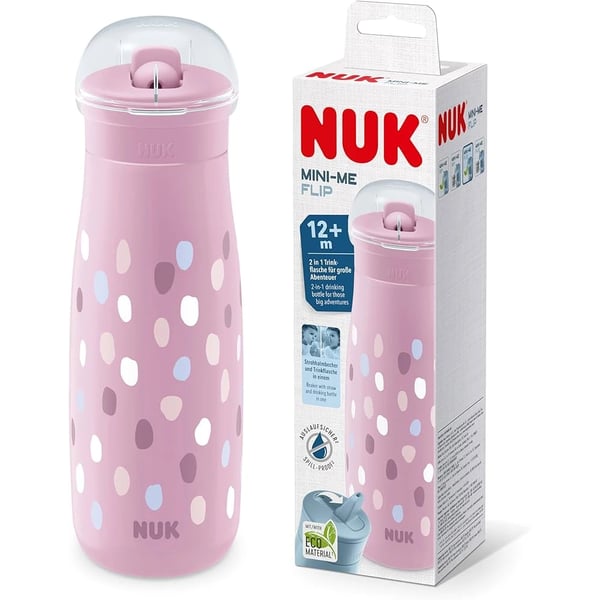 Nuk Mini Me Flip Sports Bottle with Mouthpiece 2 in 1 450ml +12M Pink