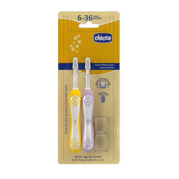 Chicco Lilac/Yellow Toothbrush 6-36M X2