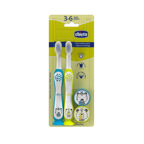 Chicco Toothbrush Tiger/Hippo 3-6A X2