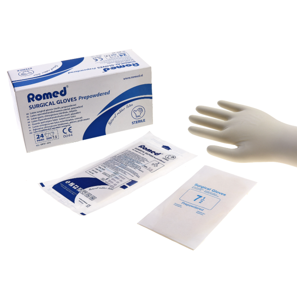 Romed Latex Surgical Gloves with Powder Size 6.5 x24