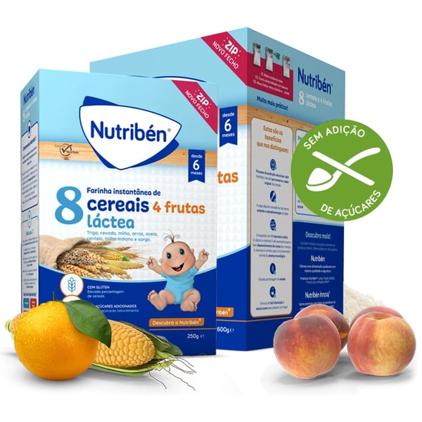 Nutribén Flour 8 Cereals 4 Fruits 6M Milk 2x 300g