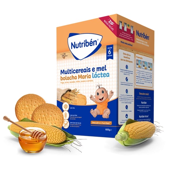 Nutribén Multigrain Flour and Honey and Maria Láctea 6M Biscuit 600g