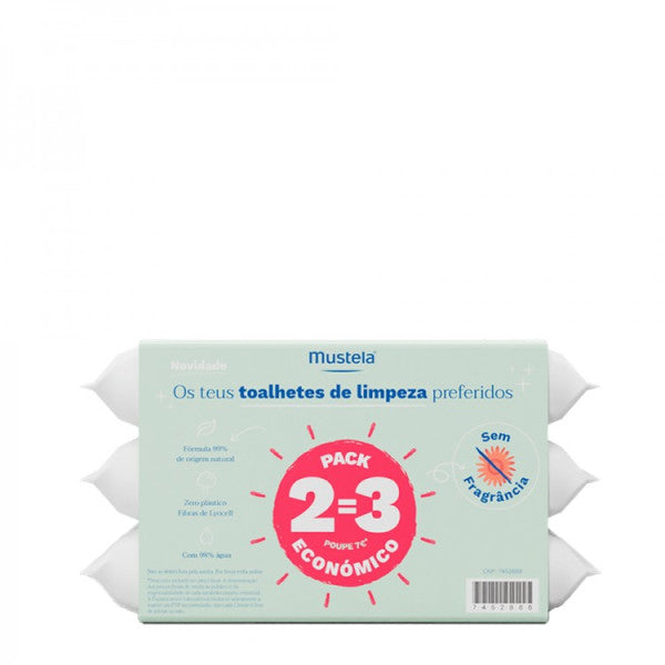 Mustela Baby Unscented Water Cleansing Wipes 2=3