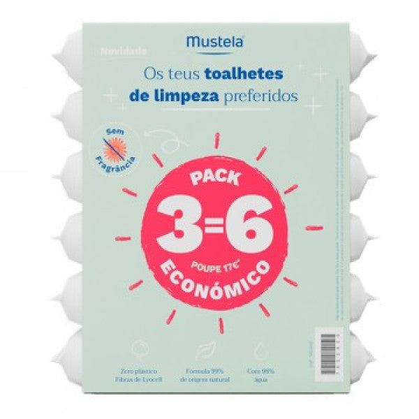 Mustela Baby Water Cleansing Wipes Unscented 3=6