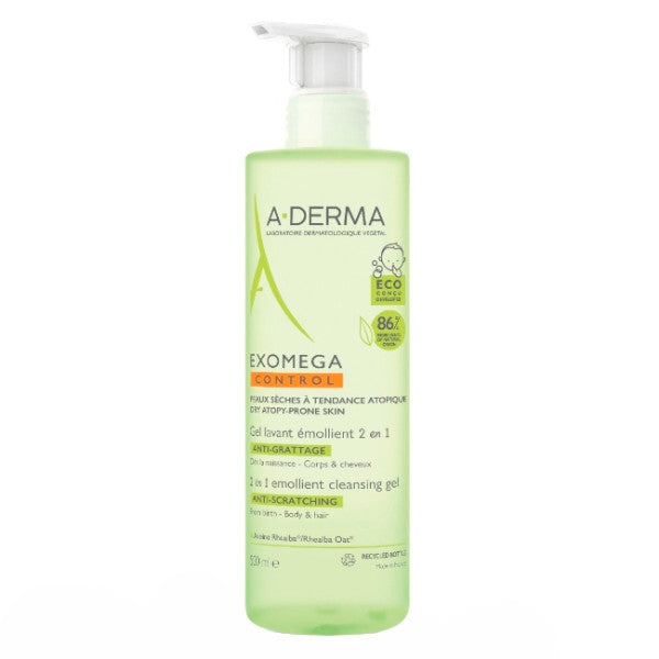 A-Derma Exomega Control Emollient Wash Gel 2 in 1 Anti-itching 500ml