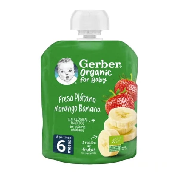 Gerber Organic Strawberry/Banana Sachet 90G 6M+