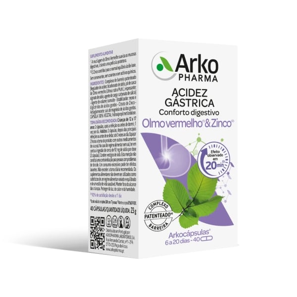 Arkocápsulas Gastric Acidity Red Elm & Zinc X40