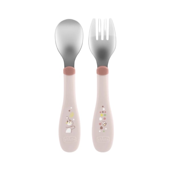 Chicco Pink Stainless Steel Cutlery Set 18M+