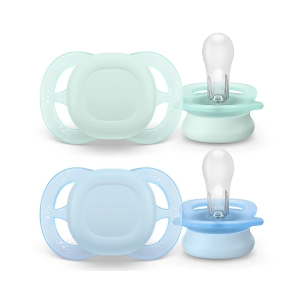 Philips Avent Ultra Start Pacifier 0-2M Green/Blue X2