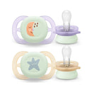 Philips Avent Eco Ultra Start Nighttime Moon and Star Pacifier 0-2M x2