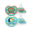 Philips Avent Eco Ultra Air Leopard and Toucan Pacifier 6-18 Months x2