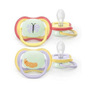 Philips Avent Eco Ultra Air Nighttime Butterfly and Worm Pacifier 0-6M x2