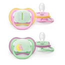 Philips Avent Eco Ultra Air Nighttime Pacifier Butterfly and Toucan 6-18M x2