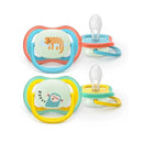 Philips Avent Eco Ultra Air Nighttime Pacifier Cheetah and Monkey 18M+ x2