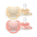 Philips Avent Eco Ultra Soft Pacifier Beige/Pink 0-6M X2