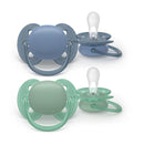Philips Avent Eco Ultra Soft Pacifier Blue/Green 6-18 X2