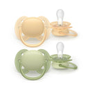 Philips Avent Eco Ultra Soft Pacifier Beige/Green 6-18M X2