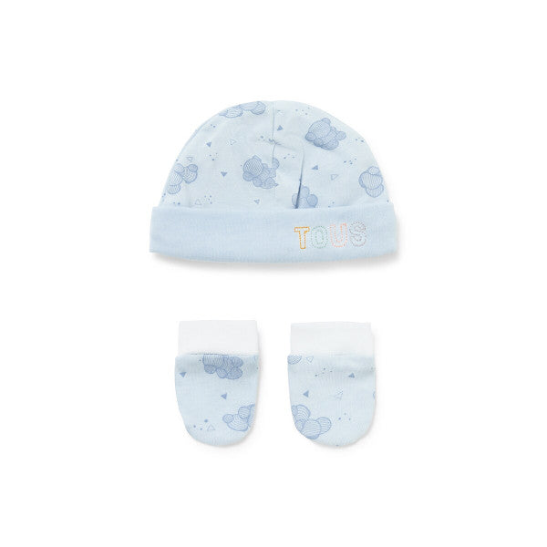 Tous Baby Hat and Gloves Set Pic Blue T0-1M