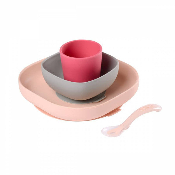 Béaba Silicone Meal Set 4 Pieces Pink