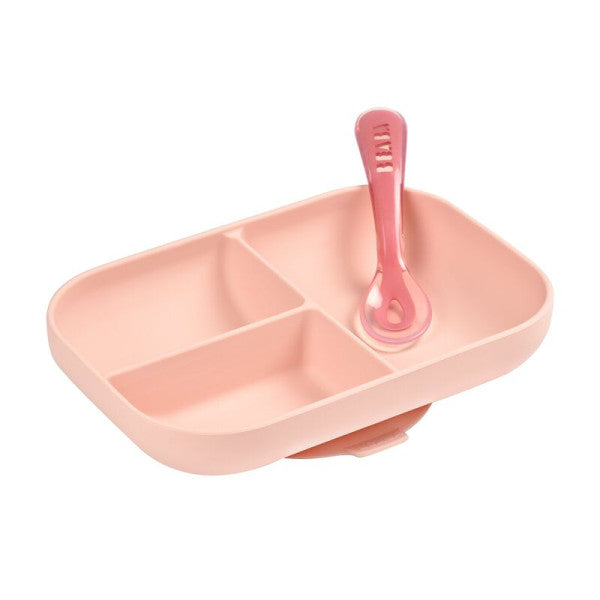 Béaba Silicone Meal Set with Suction Cup Pink