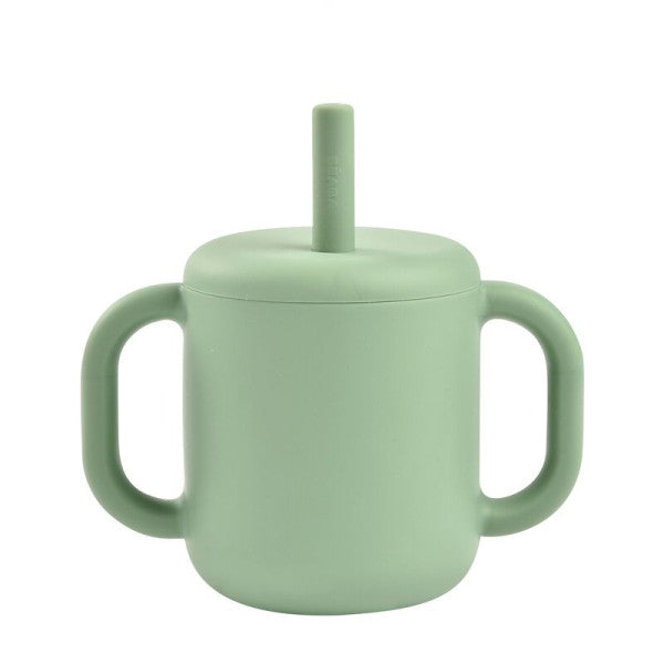 Béaba Silicone Cup with Sage Green Straw