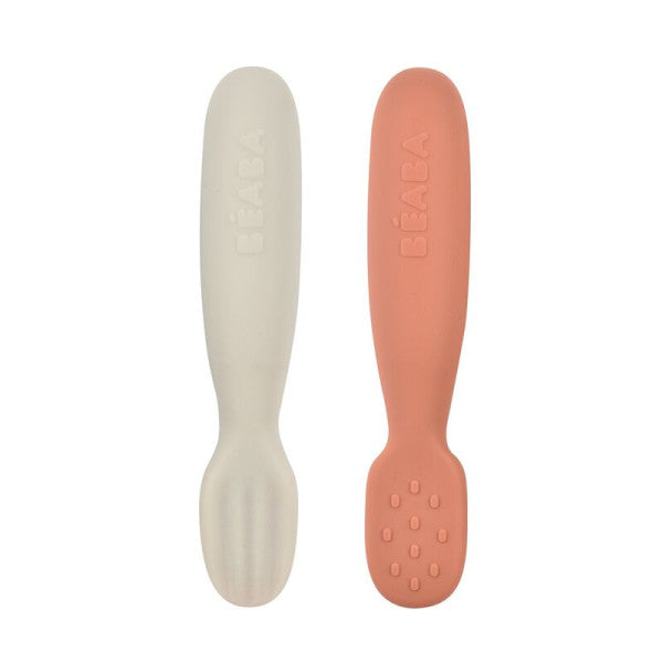 Béaba Silicone Learning Spoons Terracotta/Grey