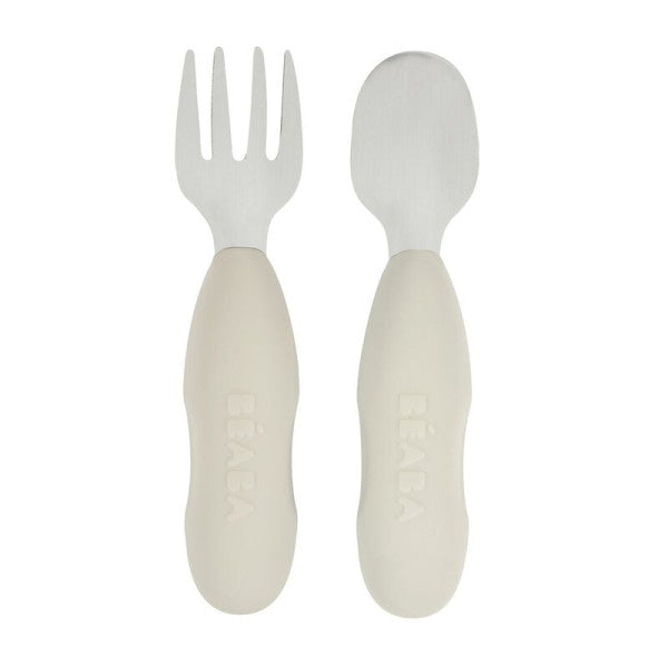 Béaba Gray Stainless Steel Learning Spoons