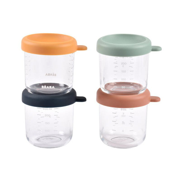 Béaba Set of 4 Glass Conservation Bottles 250ml