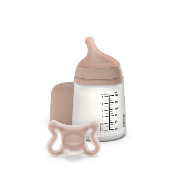 Suavinex Set Zero.Zero Teat Bottle One Size 180ml + Physiological Pacifier 2/2M Medium