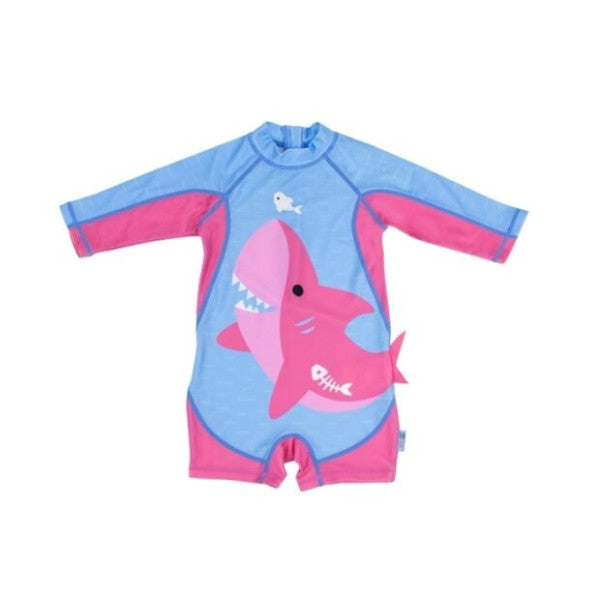 Tallytate Swimsuit with Sleeves Zoocchini Shark Pink T6-12M