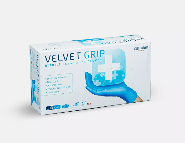 Nitrile Velvet Grip Gloves Without Powder Size M x100
