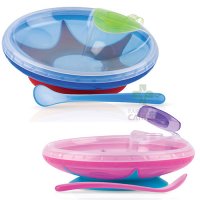 Nuby dish with water container cash + spoon