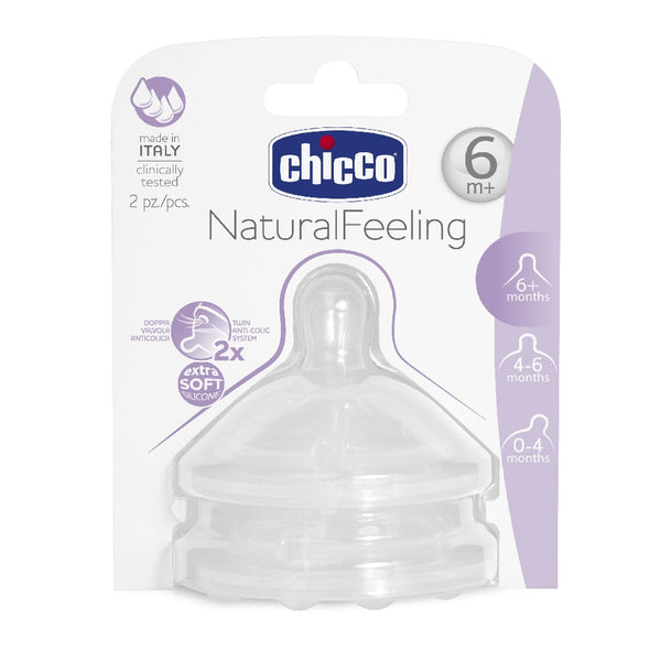 Chicco Teetina Silicone Natural Feeling Papa 6m+ X2