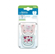 Dr Brown's Prevent Pacifier Butterfly 0-6m Pink X2