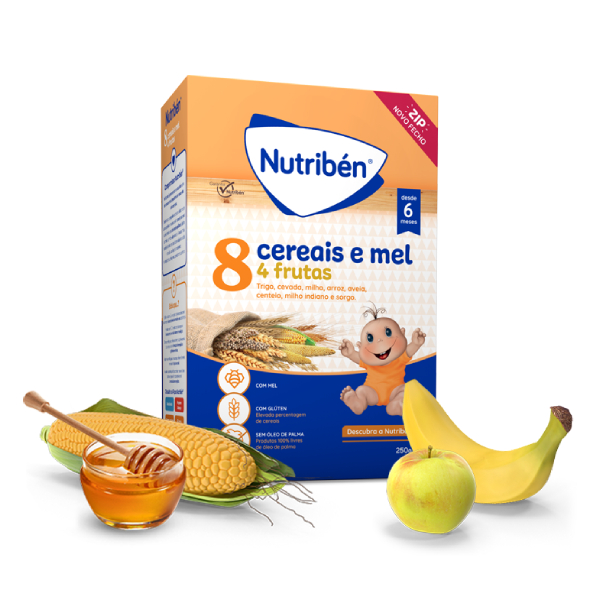 Nutribén flour 8 cereals and honey 4 fruits 6m 250g