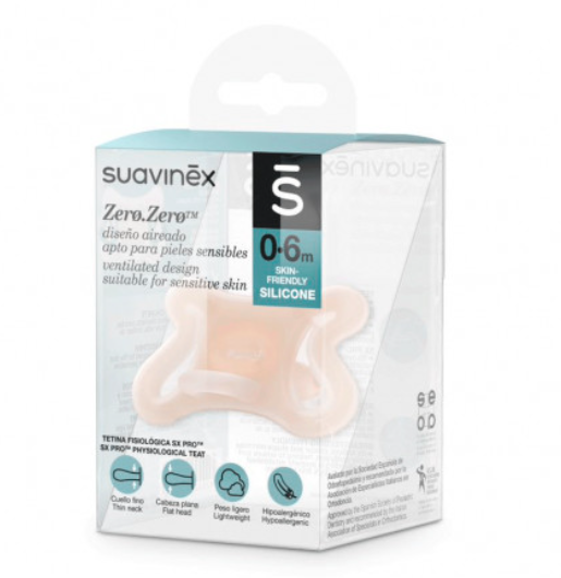 Suavinex Zero.Zero Physiological Silicone Pacifier Skin Friendly 0-6m
