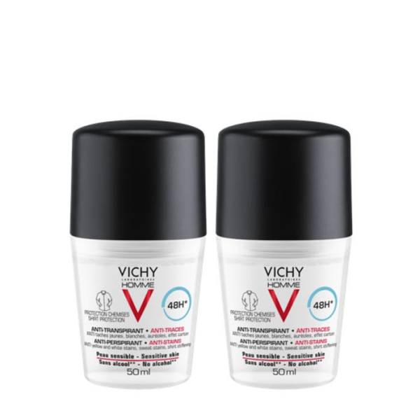 Vichy Homme Duo Anti-Stain Deodorant 48h 2 x 50ml with €4.5 Discount