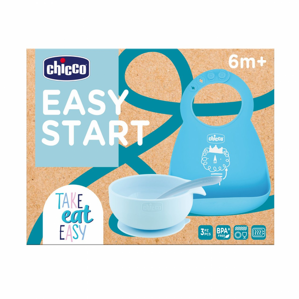 Chicco Easy Start Food Set of Blue Silicone Pope 6m+