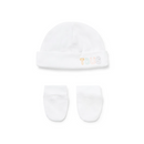 Tous Baby Plain baltos kepurės ir pirštinių rinkinys T0-1M