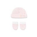 Zestaw Tous Baby Gładki różowy kapelusz i rękawiczki T0-1M