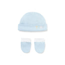 Topi dan Sarung Tangan Tous Baby Polos Biru Set T0-1M