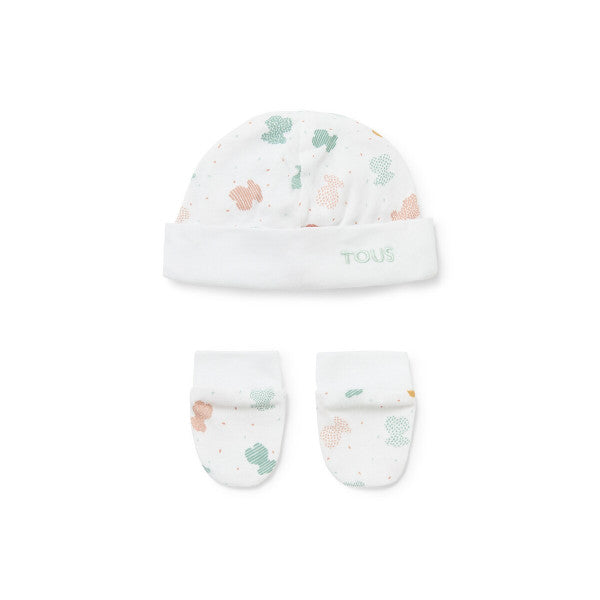 Tous Baby Joy Hat and Gloves Set White T0-1M